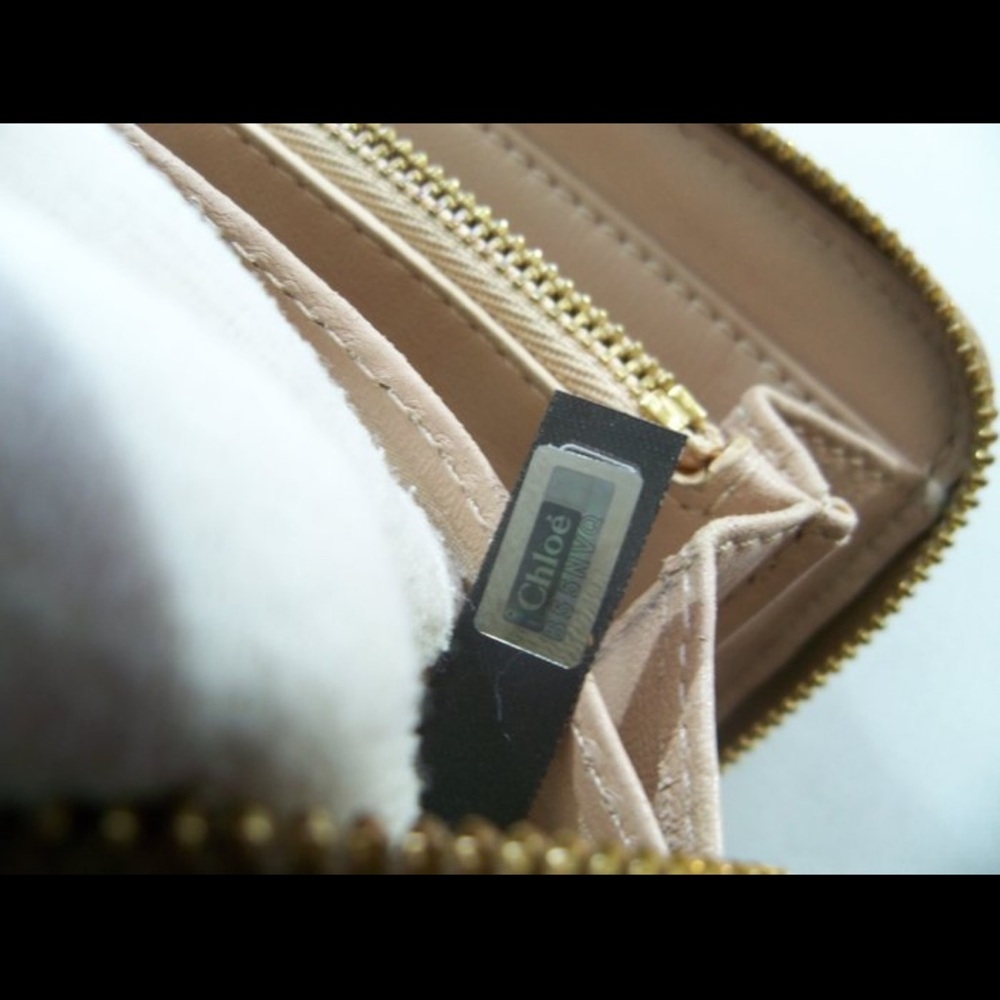 Chloe Tan Leather Zip Wallet with Gold Hardware - Picture 12 of 12